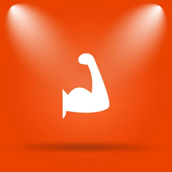 Muscle Icon Internet Button Orange Background — Stock Photo, Image