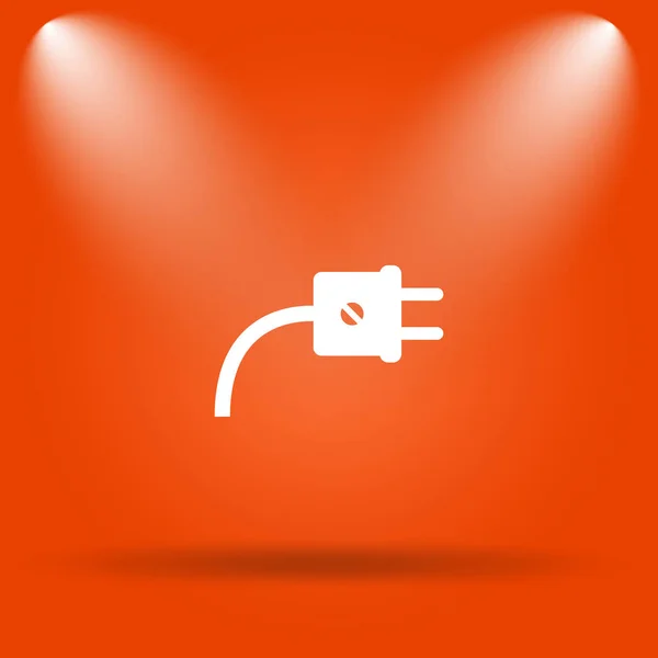 プラグのアイコン オレンジ色の背景上のインター ネット ボタン — ストック写真