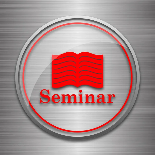 Seminar icon. Internet button on metallic background