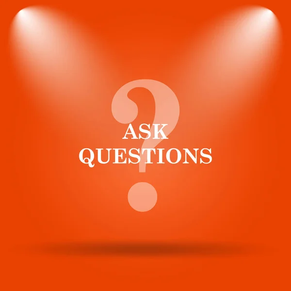 Poser Des Questions Icône Bouton Internet Sur Fond Orange — Photo