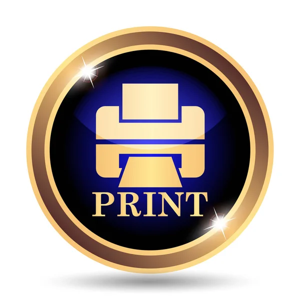 Printer with word PRINT icon. Internet button on white background