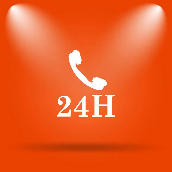 24H Phone Icon Internet Button Orange Background — Stock Photo, Image