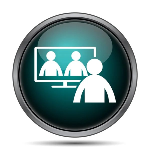 Βίντεο Διάσκεψη Εικονίδιο Ηλεκτρονική Σύσκεψη Κουμπί Internet Άσπρο Φόντο — Φωτογραφία Αρχείου