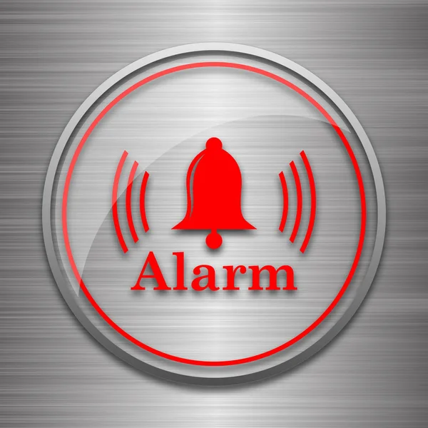 Alarm icon. Internet button on metallic background