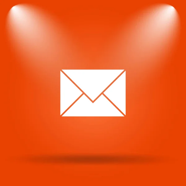 Icona Mail Pulsante Internet Sfondo Arancione — Foto Stock