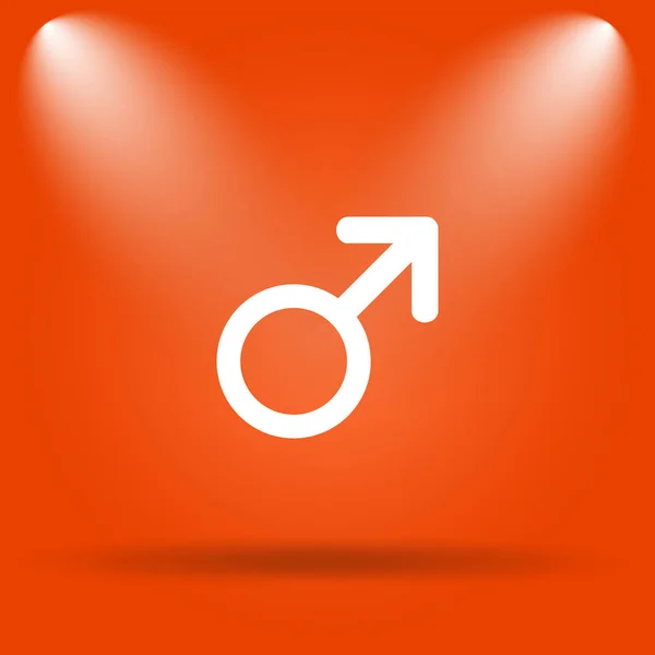 雄記号アイコン オレンジ色の背景上のインター ネット ボタン — ストック写真