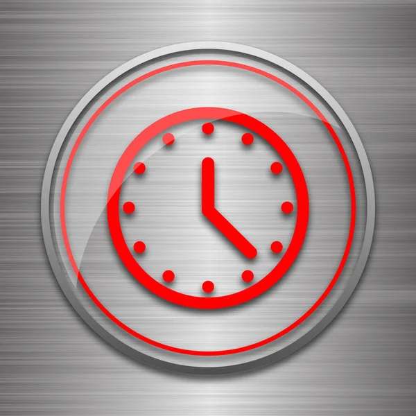Icono Del Reloj Botón Internet Sobre Fondo Metálico —  Fotos de Stock