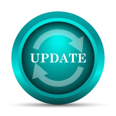 Update simgesi. Beyaz arka plan üzerinde Internet düğmesi