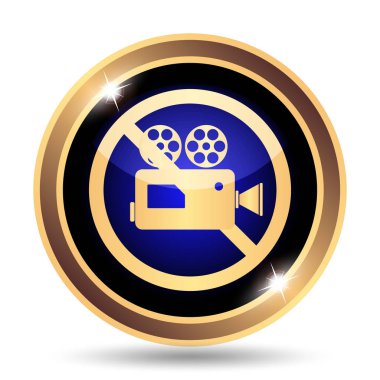 Yasak video kamera simgesi. Beyaz arka plan üzerinde Internet düğmesi