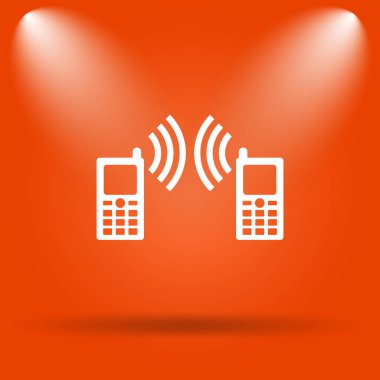 İletişim simgesi. Internet düğmesini turuncu zemin üzerine