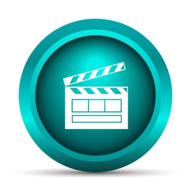 Film simgesi. Beyaz arka plan üzerinde Internet düğmesi