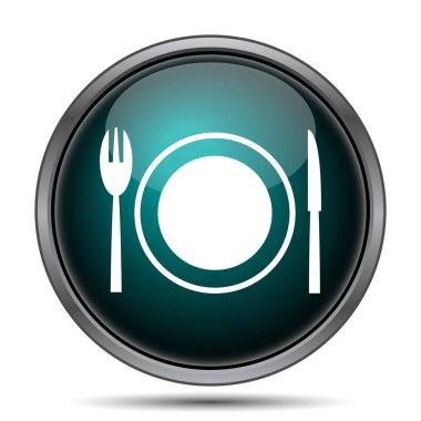 Restoran simgesi. Beyaz arka plan üzerinde Internet düğmesi
