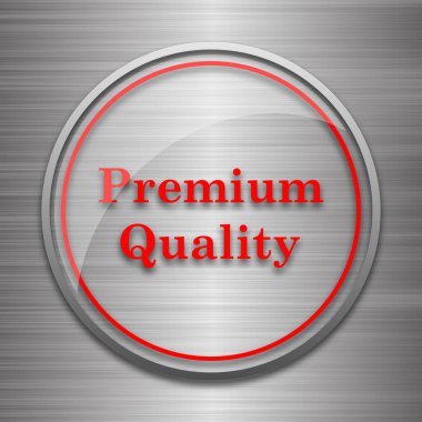 Premium kalite simgesi. Metalik arka plan üzerinde Internet düğmesi