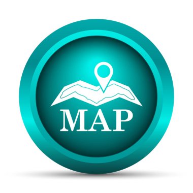 Harita simgesi. Beyaz arka plan üzerinde Internet düğmesi