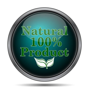 yüzde 100 doğal ürün simgesi. Beyaz arka plan üzerinde Internet düğmesi