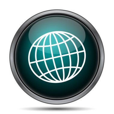 Küre simgesi. Beyaz arka plan üzerinde Internet düğmesi