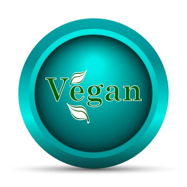 Vegan simgesi. Beyaz arka plan üzerinde Internet düğmesi