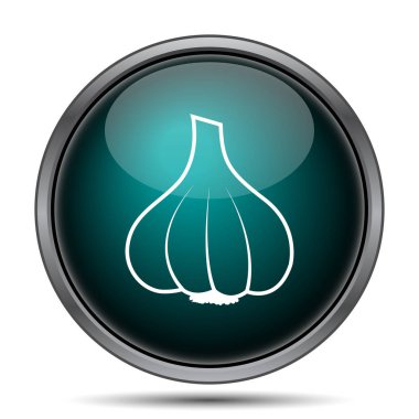 Sarımsak simgesi. Beyaz arka plan üzerinde Internet düğmesi