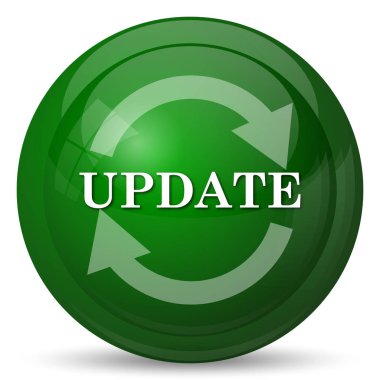 Update simgesi. Beyaz arka plan üzerinde Internet düğmesi