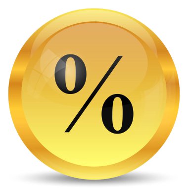 Yüzde simgesi. Beyaz arka plan üzerinde Internet düğmesi