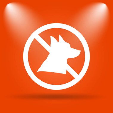 Yasak köpekler simgesi. Internet düğmesini turuncu zemin üzerine