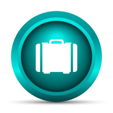 Bavul simgesi. Beyaz arka plan üzerinde Internet düğmesi