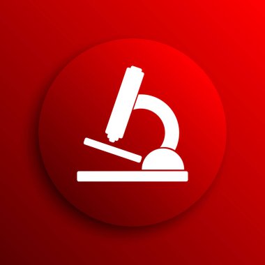 Mikroskop simgesi. Beyaz arka plan üzerinde Internet düğmesi