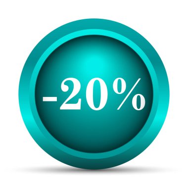yüzde 20 indirim simgesi. Beyaz arka plan üzerinde Internet düğmesi