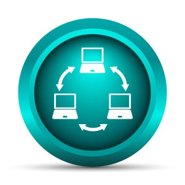 Bilgisayar ağ kutsal kişilerin resmi. Beyaz arka plan üzerinde Internet düğmesi