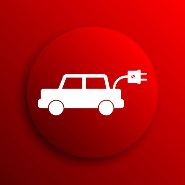 Elektrikli otomobil simgesi. Beyaz arka plan üzerinde Internet düğmesi