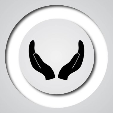 Eller simgesini korumak. Beyaz arka plan üzerinde Internet düğmesi