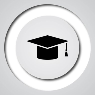 Mezuniyet simgesi. Beyaz arka plan üzerinde Internet düğmesi