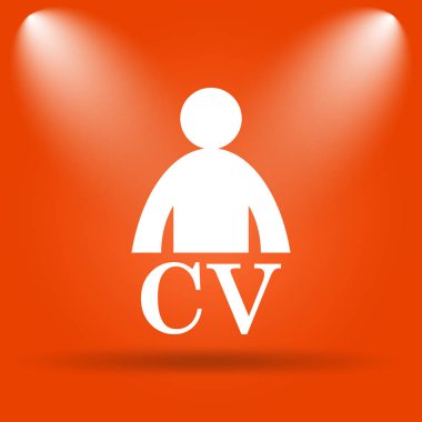 CV simgesi. Internet düğmesini turuncu zemin üzerine