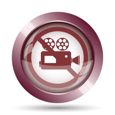 Yasak video kamera simgesi. Beyaz arka plan üzerinde Internet düğmesi