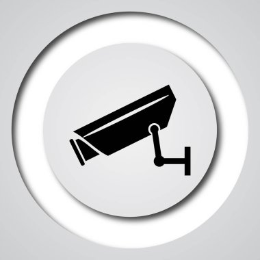 Gözetim kamera simgesi. Beyaz arka plan üzerinde Internet düğmesi