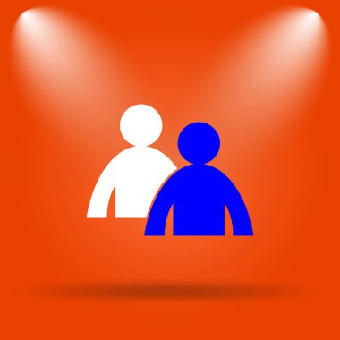 Danışmanlık simgesi. Internet düğmesini turuncu zemin üzerine