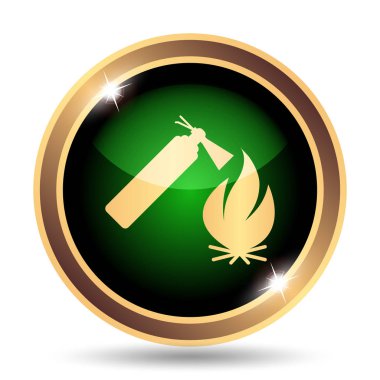 Yangın simgesi. Beyaz arka plan üzerinde Internet düğmesi