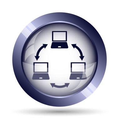 Bilgisayar ağ kutsal kişilerin resmi. Beyaz arka plan üzerinde Internet düğmesi
