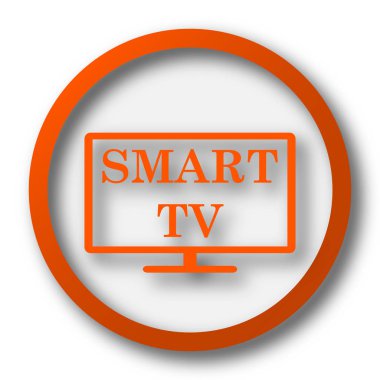 Akıllı tv simgesi. Beyaz arka plan üzerinde Internet düğmesi