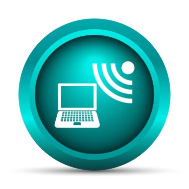 Kablosuz dizüstü simgesi. Beyaz arka plan üzerinde Internet düğmesi