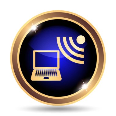 Kablosuz dizüstü simgesi. Beyaz arka plan üzerinde Internet düğmesi