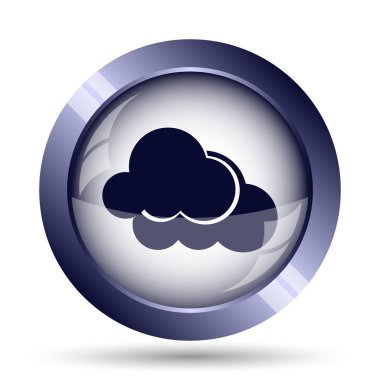 Bulutlar simgesi. Beyaz arka plan üzerinde Internet düğmesi