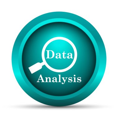 Veri Analizi simgesi. Beyaz arka plan üzerinde Internet düğmesi