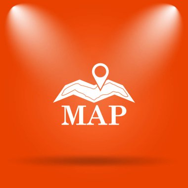 Harita simgesi. Internet düğmesini turuncu zemin üzerine