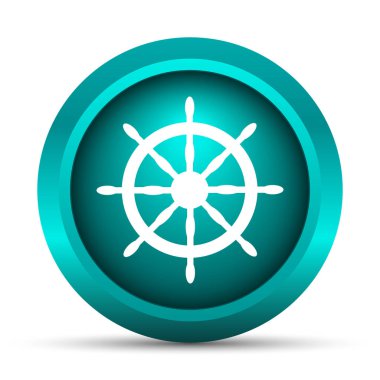 Deniz tekerlek simgesi. Beyaz arka plan üzerinde Internet düğmesi