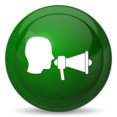 Megafon simgesi. Beyaz arka plan üzerinde Internet düğmesi