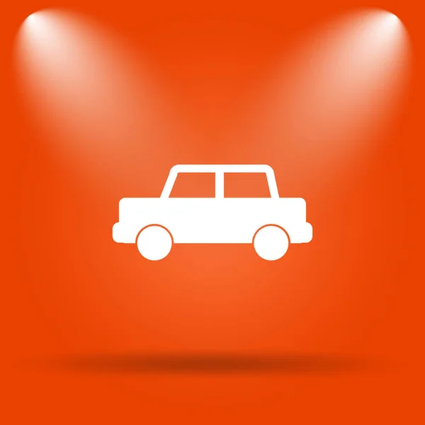 Ikona Samochodu Przycisk Internet Pomarańczowym Tle — Zdjęcie stockowe
