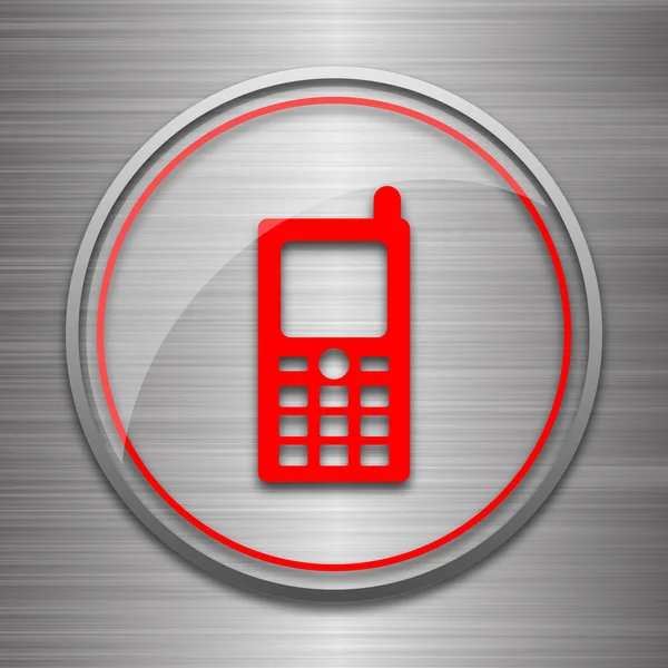 Mobile Phone Icon Internet Button Metallic Background — Stock Photo, Image