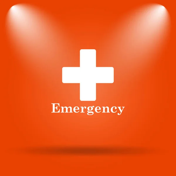 緊急のアイコン オレンジ色の背景上のインター ネット ボタン — ストック写真