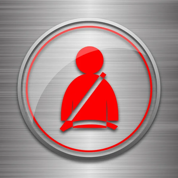 Icono Del Cinturón Seguridad Botón Internet Sobre Fondo Metálico —  Fotos de Stock